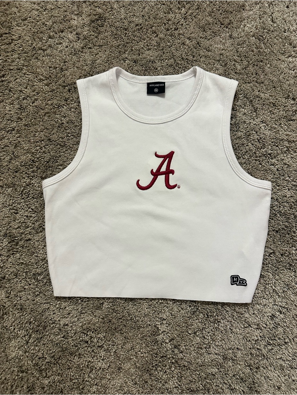 Women’s White Ribbed Tank Top with Crimson 'A' Logo